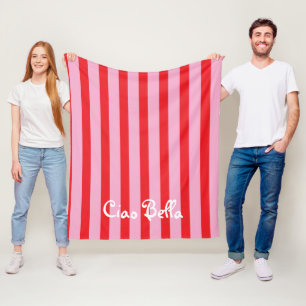 Couverture Polaire Rouges et roses vifs rayés Ciao Bella
