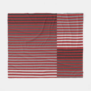 Couverture Polaire Rouges, Gris, Noirs, Rayures Blanches