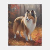 Couverture Polaire Rough Collie dans l'automne Leaves automne Inspire (Devant)