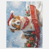 Couverture Polaire Rough Collie Dog in Sledge Let Snow Christmas (Devant)