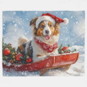Couverture Polaire Rough Collie Dog in Sledge Let Snow Christmas (Devant (Horizontal))