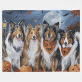 Couverture Polaire Rough Collie Halloween Épouvantable (Devant (Horizontal))