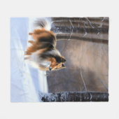Couverture Polaire Rough Collie Laisser Neige Noël (Devant (Horizontal))