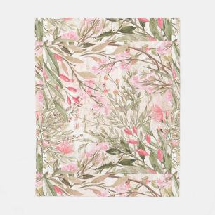 Couverture Polaire Rougissent l'aquarelle de corail rose de vert
