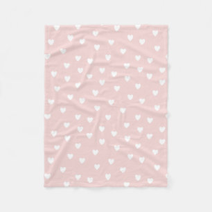 Couverture Polaire Rougissent le rose avec les coeurs blancs