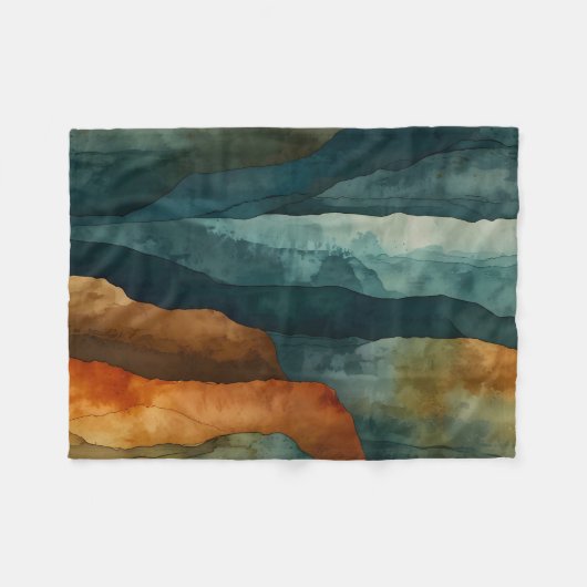 Couverture Polaire Rouille et Turquoise (Devant (Horizontal))