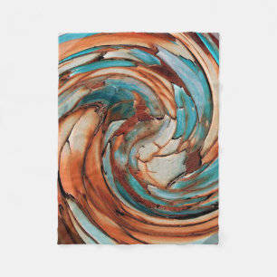 Couverture Polaire Rouille N Bleu Art Abstrait Blanche polaire