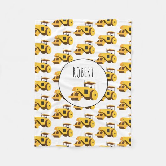 Couverture Polaire Rouleau Compacteur Construction Camion Garçons Nom (Devant)