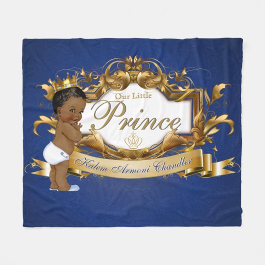 Couverture Polaire Royal African Prince Bleu et Gold Fance (Devant (Horizontal))