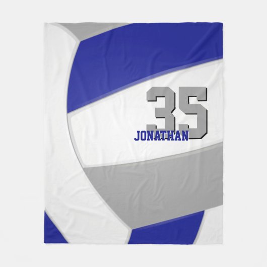 Couverture Polaire royal bleu gris et blanc géant volleyball (Devant)