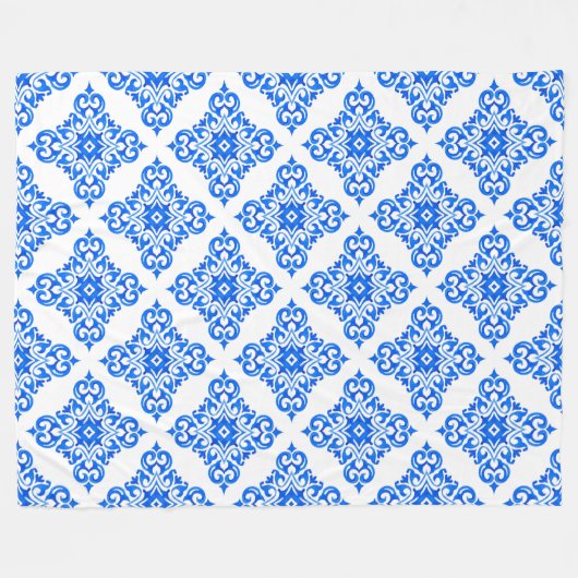 Couverture Polaire Royal Blue & White Delft Comme Motif (Devant (Horizontal))