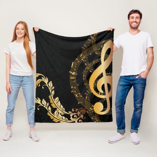 Couverture Polaire Royal Music Note or noir (En situation)