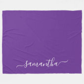 Couverture Polaire Royal Purple White Élégant Script Nom de signature (Devant (Horizontal))