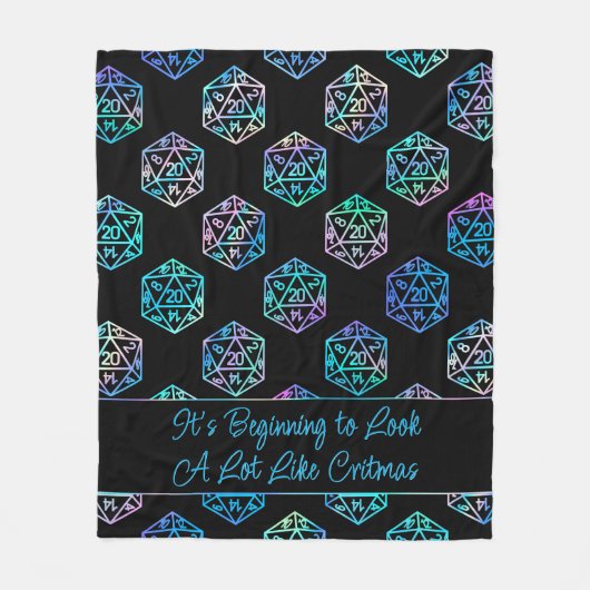 Couverture Polaire RPG Critmas | Holo Retro Tabletop Role Player Dice (Devant)
