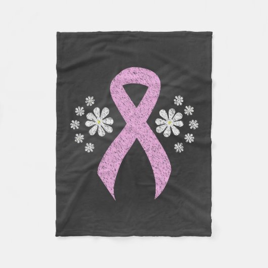 Couverture Polaire Ruban Chalkboard Pink Awareness (Devant)