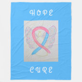 Couverture Polaire Ruban de sensibilisation rose et bleu Angel Chemo  (Devant)