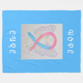 Couverture Polaire Ruban de sensibilisation rose et bleu Angel Chemo  (Devant (Horizontal))