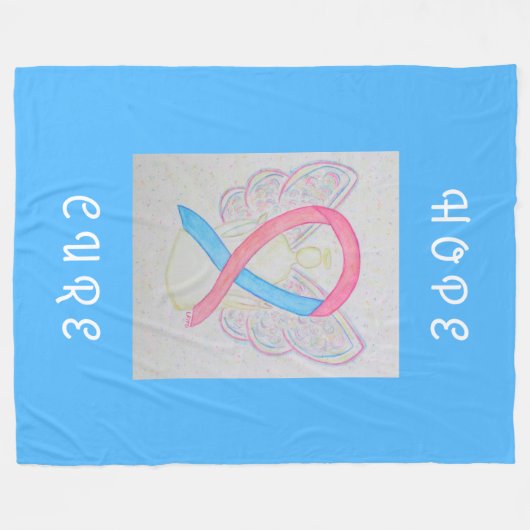 Couverture Polaire Ruban de sensibilisation rose et bleu Angel Chemo  (Devant (Horizontal))