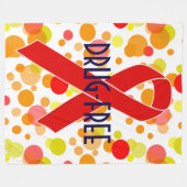 Couverture Polaire Ruban de sensibilisation rouge + votre message (Devant (Horizontal))