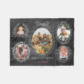 Couverture Polaire Ruban et cadres botaniques 5 Photo Noël Noir (Devant (Horizontal))