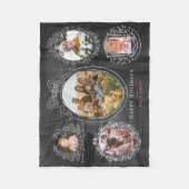 Couverture Polaire Ruban et cadres botaniques 5 Photo Noël Noir (Devant)