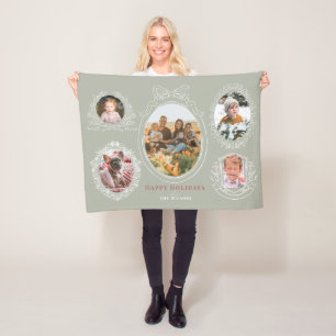 Couverture Polaire Ruban et cadres botaniques 5 Photo Olive Christmas