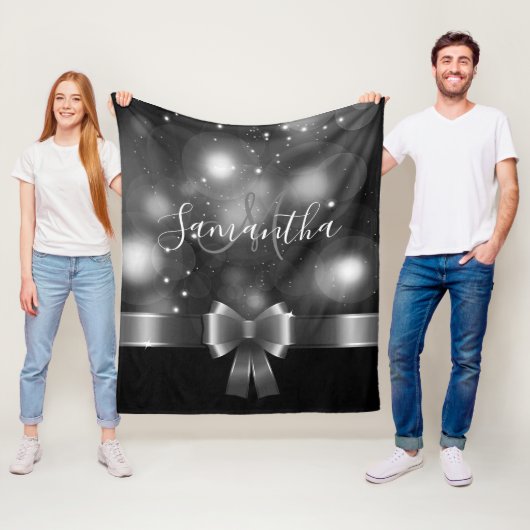 Couverture Polaire Ruban noir et blanc (En situation)