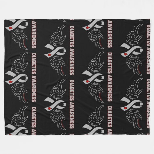 Couverture Polaire Ruban tribal...Diabète (Devant (Horizontal))