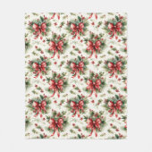 Couverture Polaire Rubans rouges et feuilles de houx (Devant)