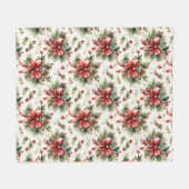 Couverture Polaire Rubans rouges et feuilles de houx (Devant (Horizontal))