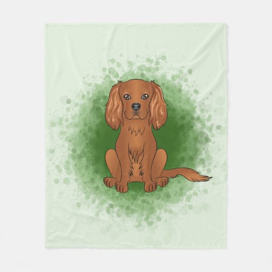 Couverture Polaire Ruby Cavalier King Charles Spaniel Chien Sur Vert (Devant)