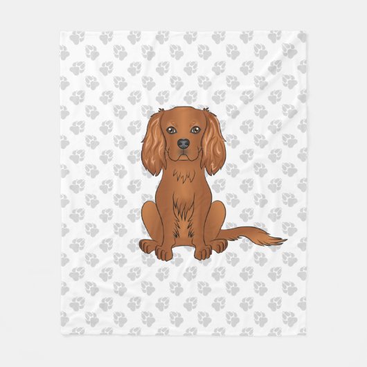 Couverture Polaire Ruby Cavalier King Charles Spaniel & Paws (Devant)