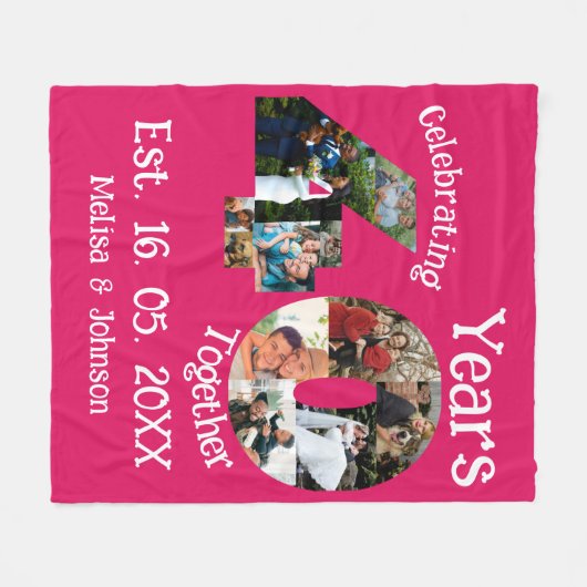Couverture Polaire Ruby Red 40th Mariage Anniversary 11 Photo Collage (Devant (Horizontal))