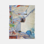 Couverture Polaire Rue avec drapeaux français, Manet (Devant)