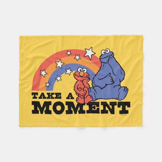 Couverture Polaire Rue Sésame | Elmo & Cookie Take a Moment (Devant (Horizontal))