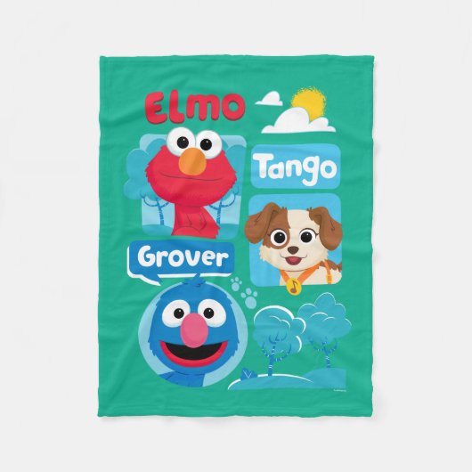 Couverture Polaire Rue Sésame | Elmo, Tango, & Grover Park Graphic (Devant)