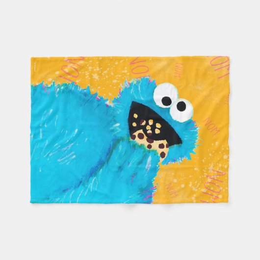 Couverture Polaire Rue Sésame | Nom Nom Nom Cookie Monster (Devant (Horizontal))