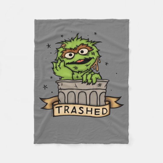 Couverture Polaire Rue Sésame | Oscar the Grouch Trashed (Devant)