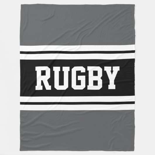 Couverture Polaire RUGBY Athletic Grey Black White Racing Stripes (Devant)