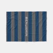Couverture Polaire Rugby bleu marine et gris avec nom personnalisé (Devant (Horizontal))