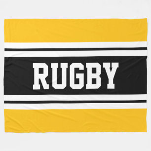 Couverture Polaire RUGBY Gras Jaune Noir Blanc Blancs de course
