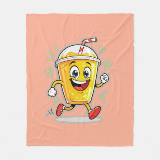Couverture Polaire **Running Juice Cup Cartoon – Fun Street Drink Cha (Devant)