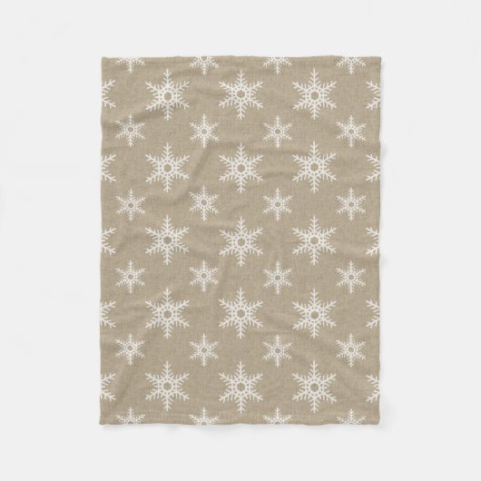 Couverture Polaire Russe Blanc Faux Burlap Snowflake Motif (Devant)