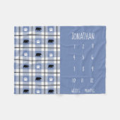 Couverture Polaire Russe Bleu Noir & Blanc Ours Flannel Motif (Devant (Horizontal))