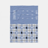 Couverture Polaire Russe Bleu Noir & Blanc Ours Flannel Motif (Devant)