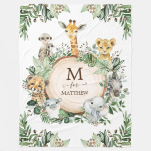 Couverture Polaire Russe Botanique Safari Wild Animals Baby Boy