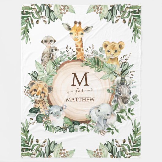 Couverture Polaire Russe Botanique Safari Wild Animals Baby Boy (Devant)