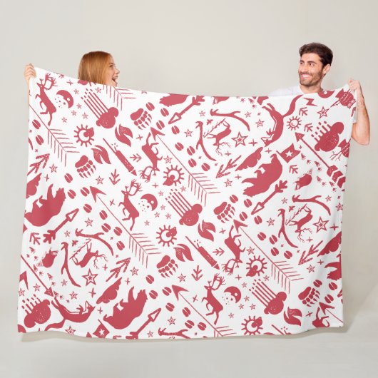 Couverture Polaire Russe Chouette rouge ours Renard Motif forestier (En situation)