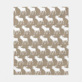 Couverture Polaire Russe Faux Burlap & White Moose Motif (Devant)