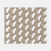 Couverture Polaire Russe Faux Burlap & White Moose Motif (Devant (Horizontal))